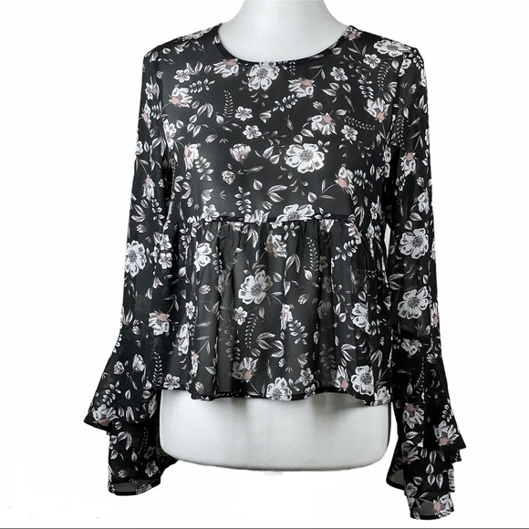 Aeropostale Sheer Floral Blouse‎ - Picture 1 of 3